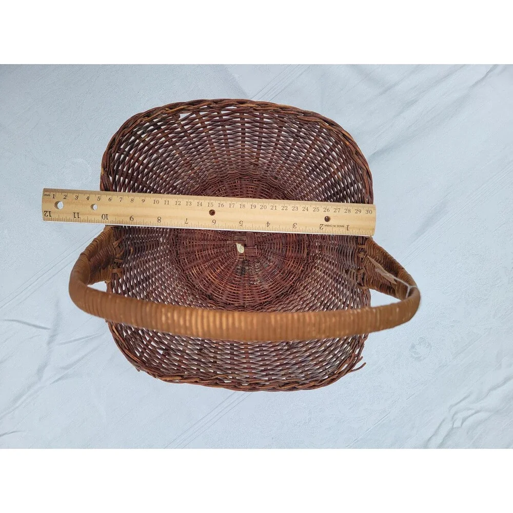 Vintage Forager Harvest Basket Woven Wicker Rich Brown